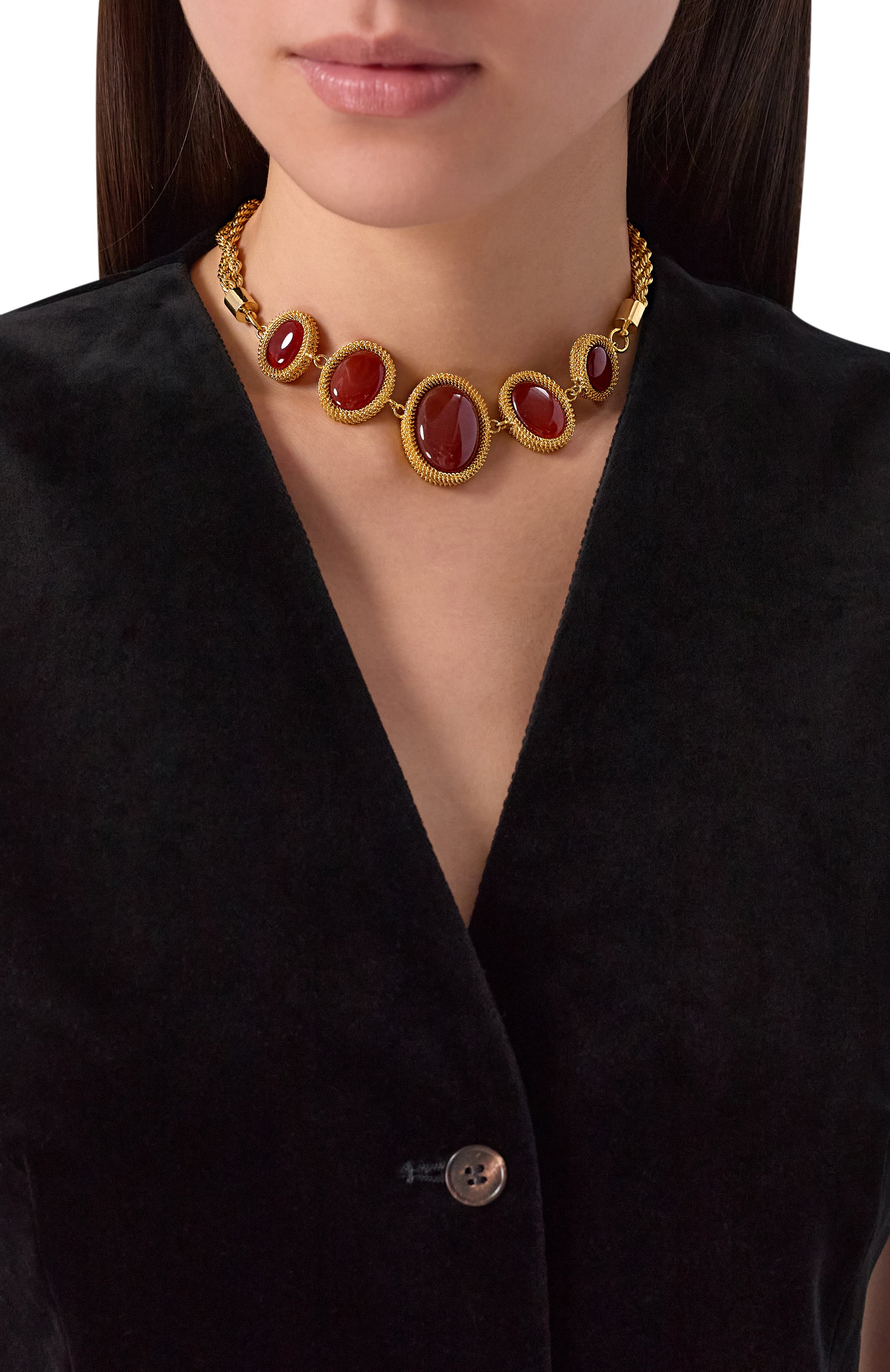 Колье CRYSTALLINE JEWELLERY красного цвета по цене 26400 руб., арт. 200, фото 2 Колье CRYSTALLINE JEWELLERY, арт. 200, фото 2