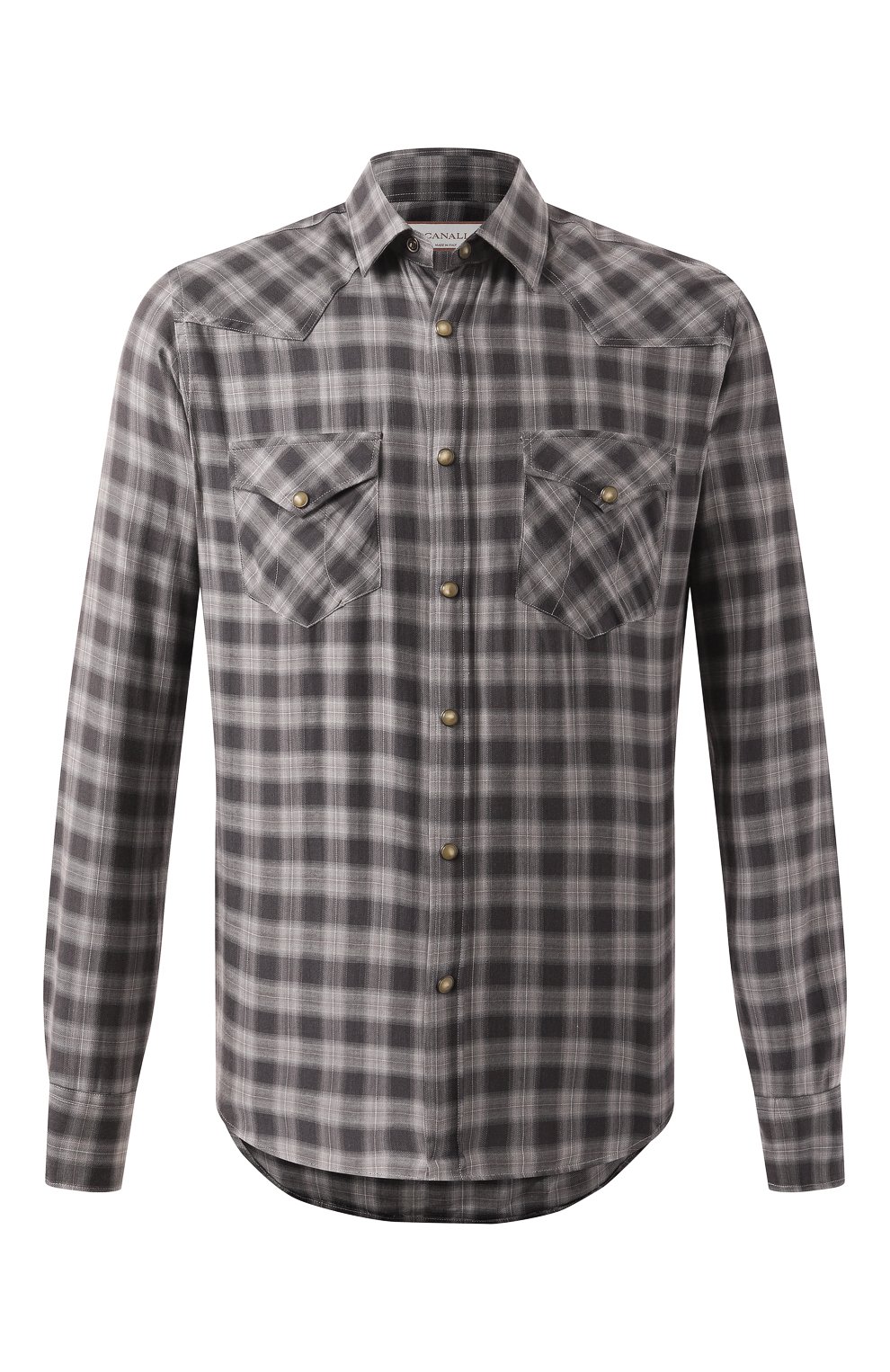 Рубашка из хлопка и лиоцелла CANALI серого цвета по цене 56250 руб., арт. CSL7066/GL03348, фото 1 Рубашка из хлопка и лиоцелла CANALI, арт. CSL7066/GL03348, фото 1