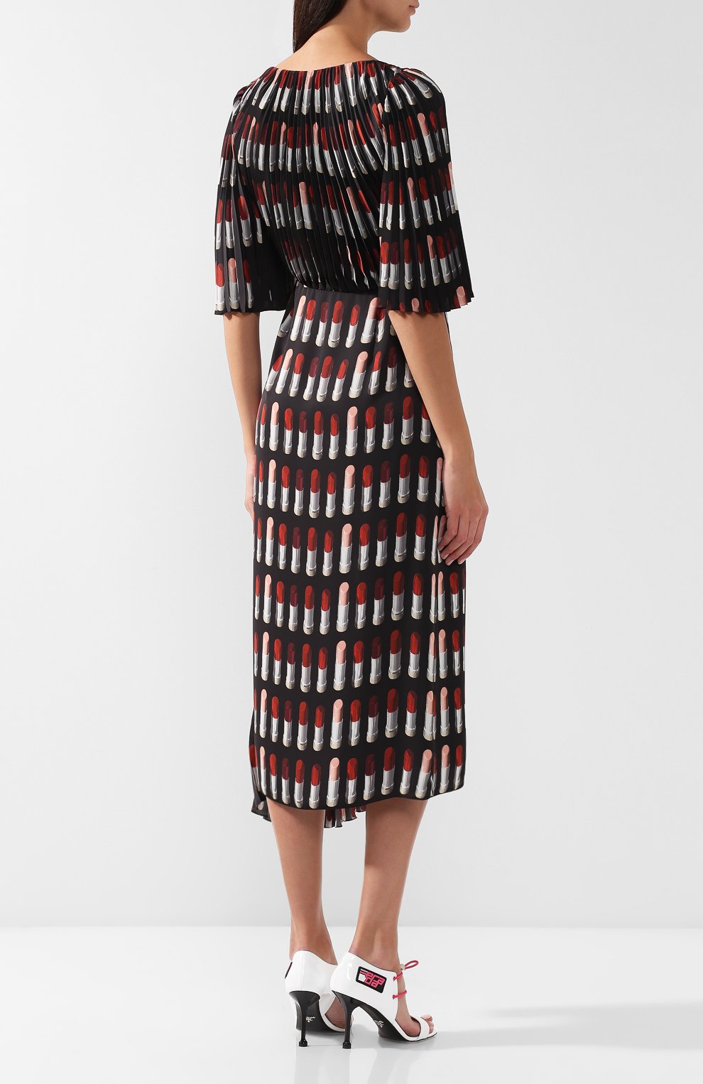 Платье-миди с v-образным вырезом и принтом PRADA, арт. P36X2-1SE3-F0002, фото 4