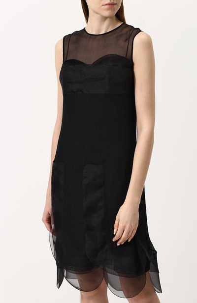 Однотонное мини-платье с фестонами и круглым вырезом PRADA, арт. P35Y6-1QC1-F0806, фото 3