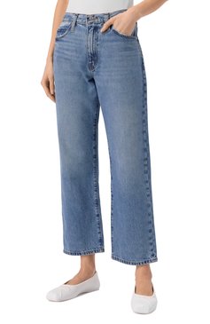Женские джинсы FRAME DENIM синего цвета, арт. WP25DPA017 | Фото 3 (Материал внешний: Хлопок, Деним; Длина (брюки, джинсы): Стандартные; Силуэт Ж (брюки и джинсы): Прямые; Кросс-КТ: Деним; Стили: Кэжуэл; Детали: Делаве)