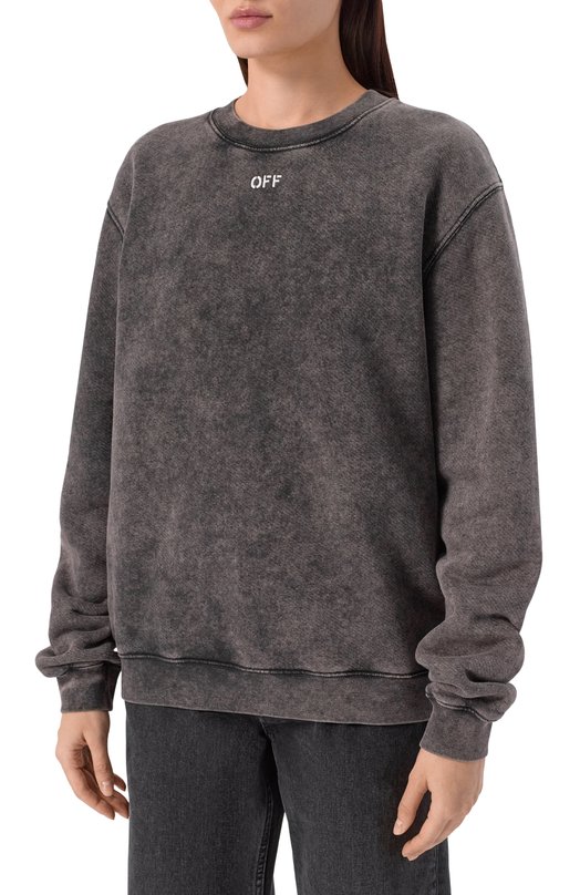 Хлопковый свитшот Off-White 0WBA055F25FLE002 Серый  0WBA055F25FLE002 Фото 3