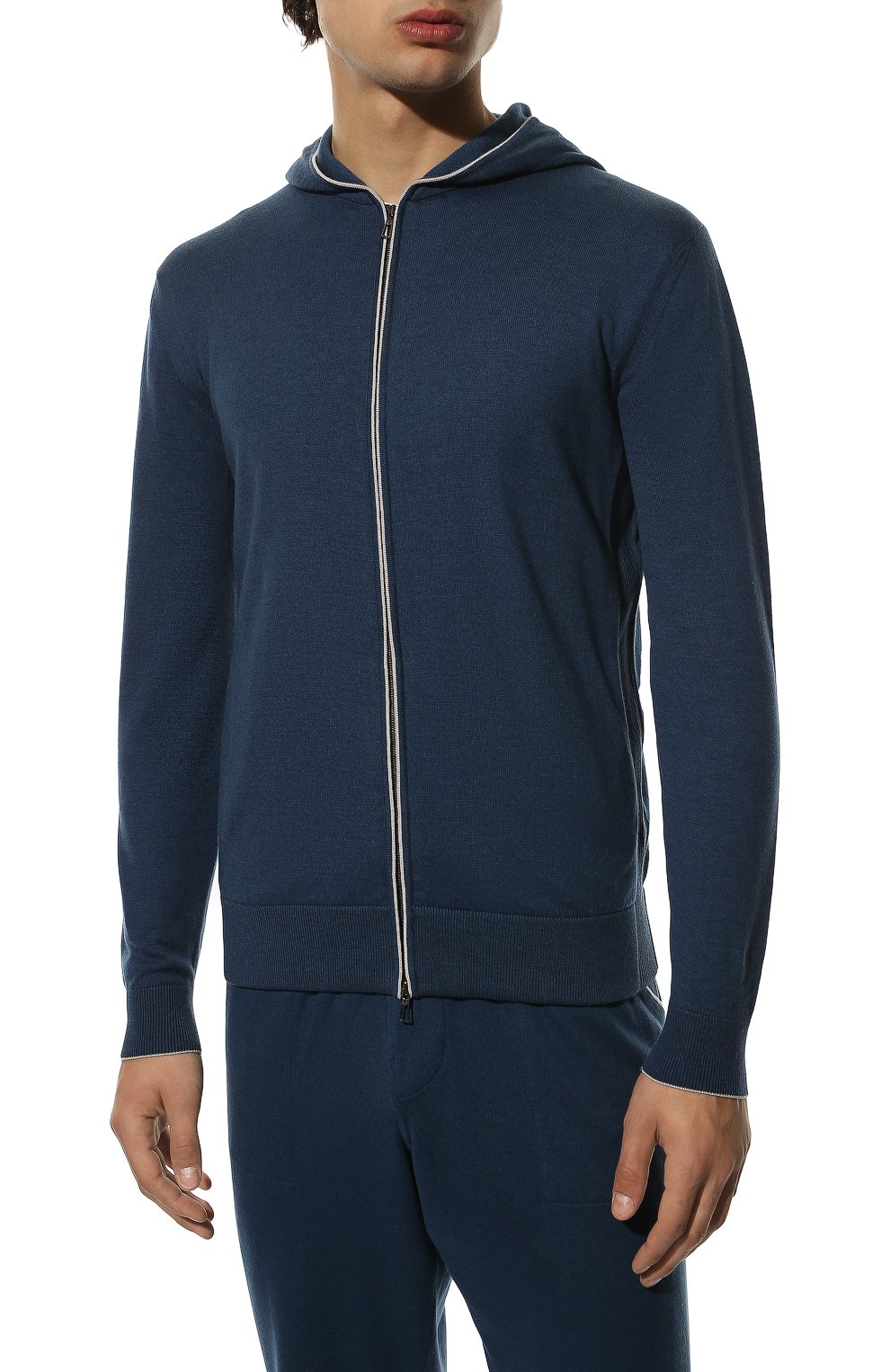 Кардиган из хлопка и кашемира LORO PIANA синего цвета по цене 206000 руб., арт. FAF8493, фото 3 Кардиган из хлопка и кашемира LORO PIANA, арт. FAF8493, фото 3