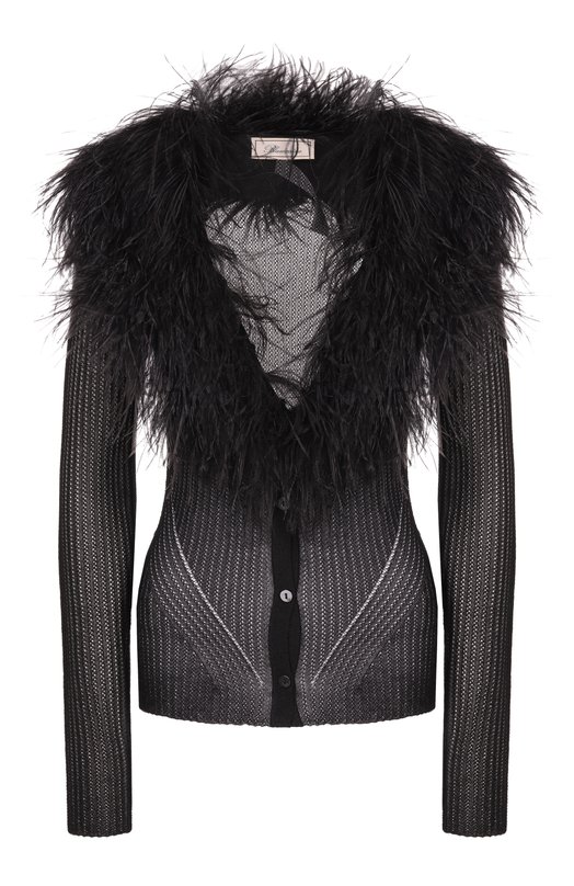 Кардиган с отделкой перьями страуса Blumarine 2M659A Чёрный 2M659A