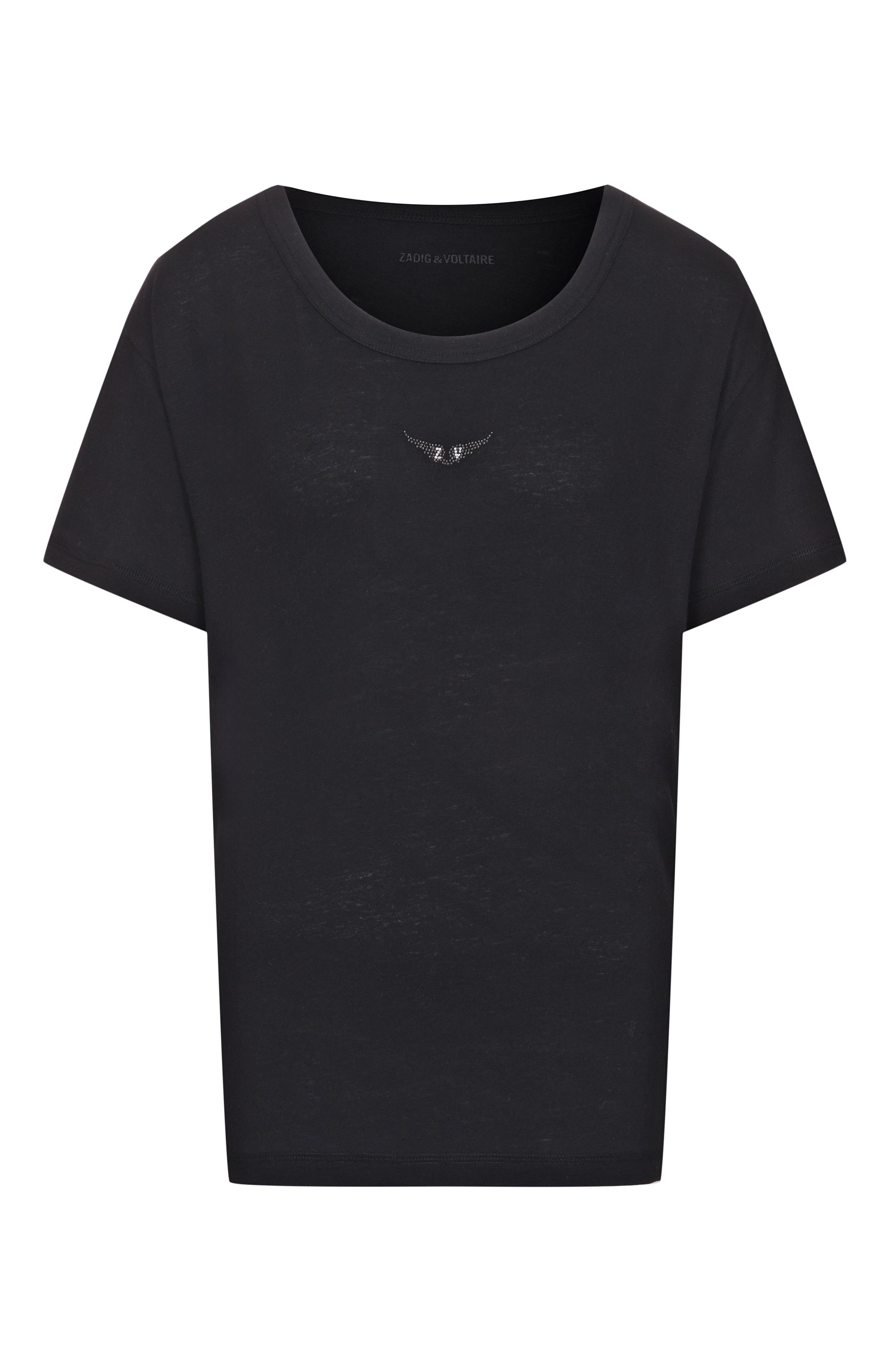 Футболка ZADIG AND VOLTAIRE черного цвета по цене 11550 руб., арт. JWTS01669, фото 1 Футболка ZADIG AND VOLTAIRE, арт. JWTS01669, фото 1