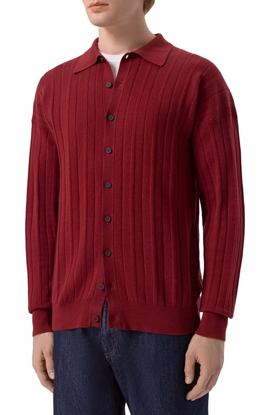 Хлопковый кардиган Kiton UMM0741 Бордовый  UMM0741 Фото 3