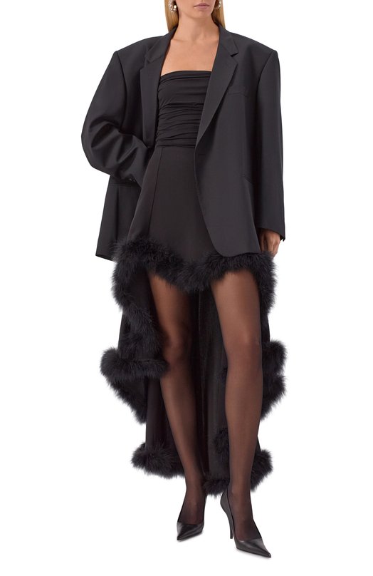 Юбка с отделкой перьями Mugler 25F1JU0575196 Чёрный  25F1JU0575196 Фото 2