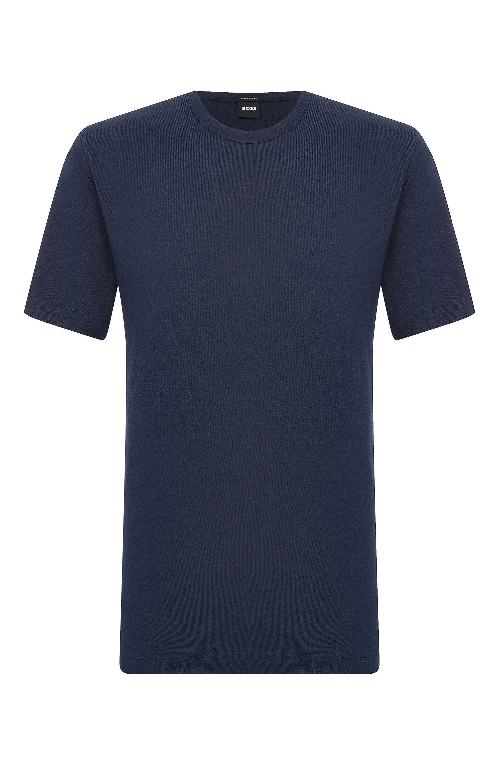Футболка изо льна и хлопка BOSS темно-синего цвета по цене 19950 руб., арт. 50559166, фото 1 Футболка изо льна и хлопка BOSS, арт. 50559166, фото 1