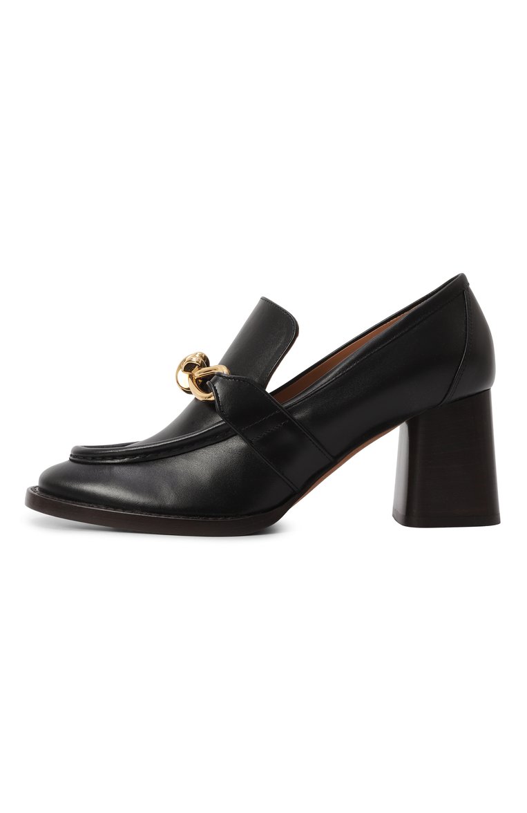 Женские кожаные туфли astaire BOTTEGA VENETA черного цвета, арт. 806793 V4R30 | Фото 4 (Драгоценные камни: Проставлено; Каблук высота: Средний; Материал сплава: Проставлено; Подошва: Плоская; Материал внешний: Натуральная кожа; Каблук тип: Устойчивый)