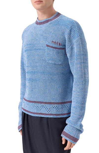 Хлопковый свитер MARNI голубого цвета по цене 110000 руб., арт. GCMG0483Q0/UFC601, фото 3 Хлопковый свитер MARNI, арт. GCMG0483Q0/UFC601, фото 3