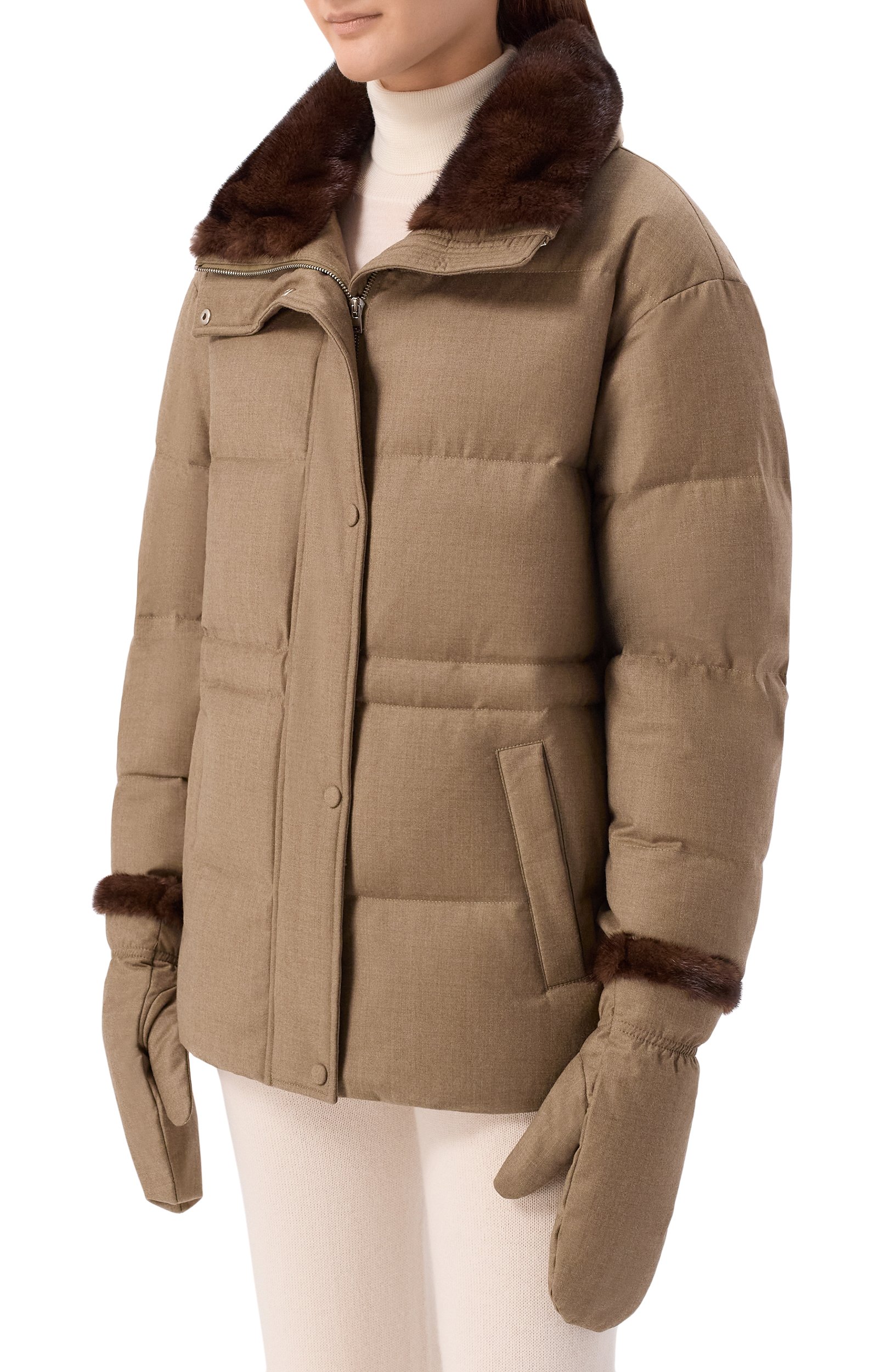 Пуховик из шерсти и шелка с отделкой из норки YVES SALOMON, арт. 27WYV06772W02W, фото 6