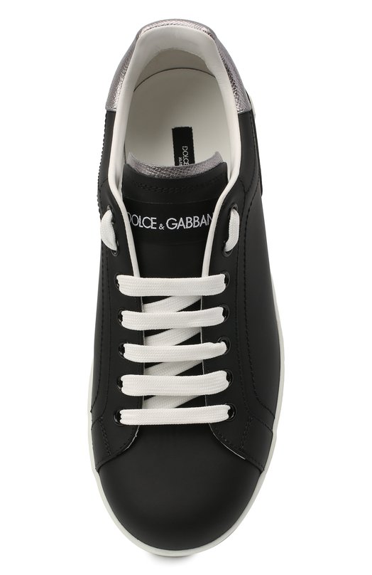 Кожаные кеды Portofino на шнуровке Dolce & Gabbana CS1587/AH527 Чёрный  CS1587/AH527 Фото 5