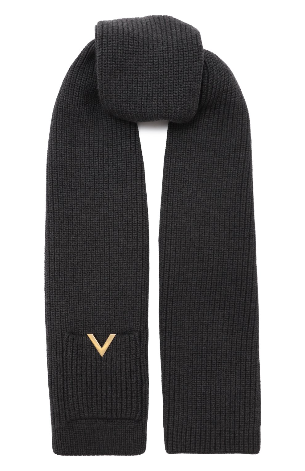 Шерстяной шарф VALENTINO серого цвета по цене 68600 руб., арт. 5W2ET00Z/SUK, фото 1 Шерстяной шарф VALENTINO, арт. 5W2ET00Z/SUK, фото 1