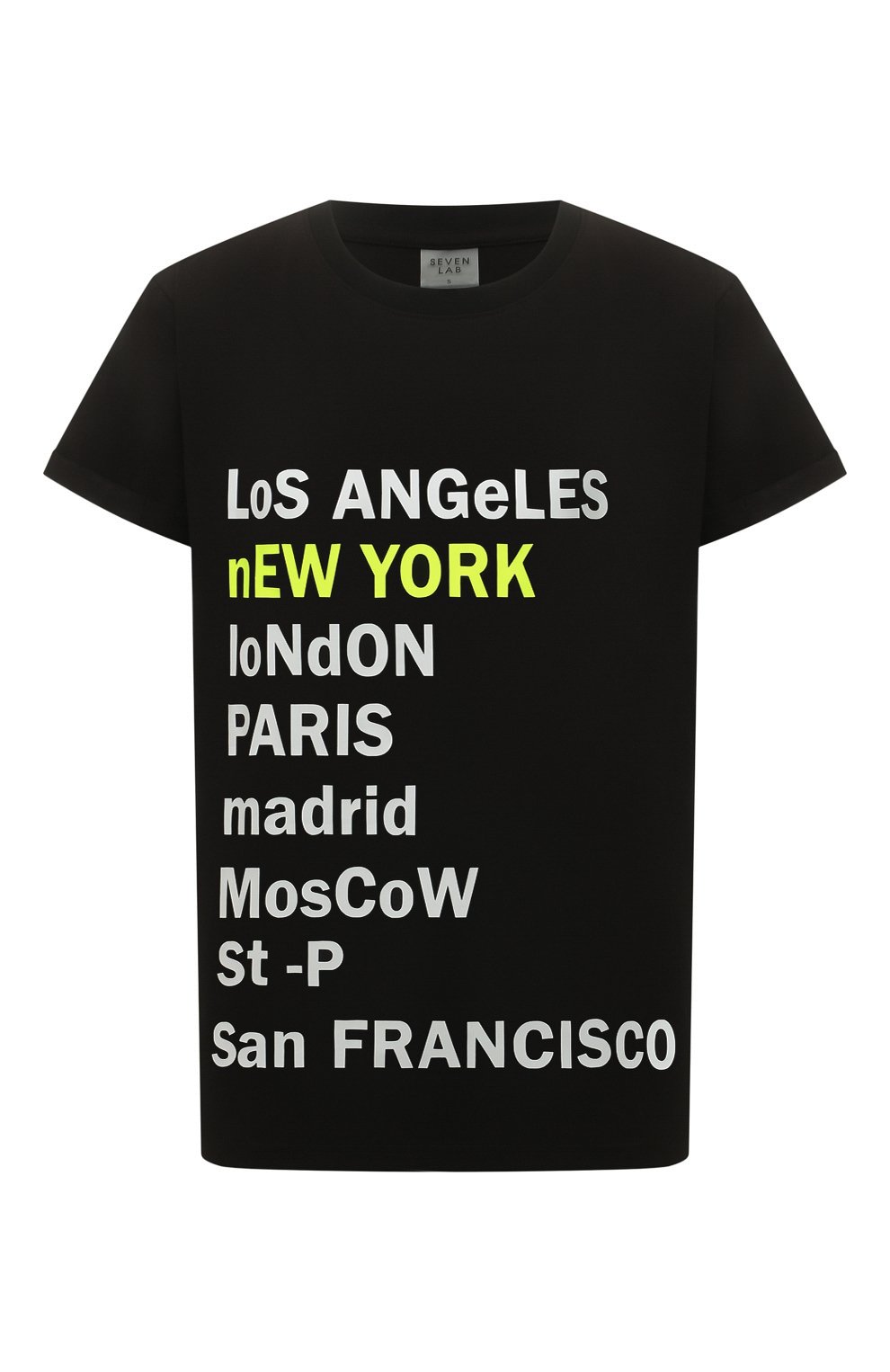 Хлопковая футболка SEVEN LAB черного цвета по цене 7520 руб., арт. T nEW YORK-022 black, фото 1 Хлопковая футболка SEVEN LAB, арт. T nEW YORK-022 black, фото 1
