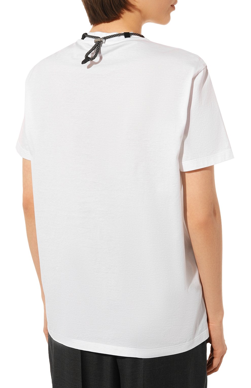 Хлопковая футболка PRADA белого цвета по цене 105000 руб., арт. 135699-1XBH-F0964-212, фото 4 Хлопковая футболка PRADA, арт. 135699-1XBH-F0964-212, фото 4