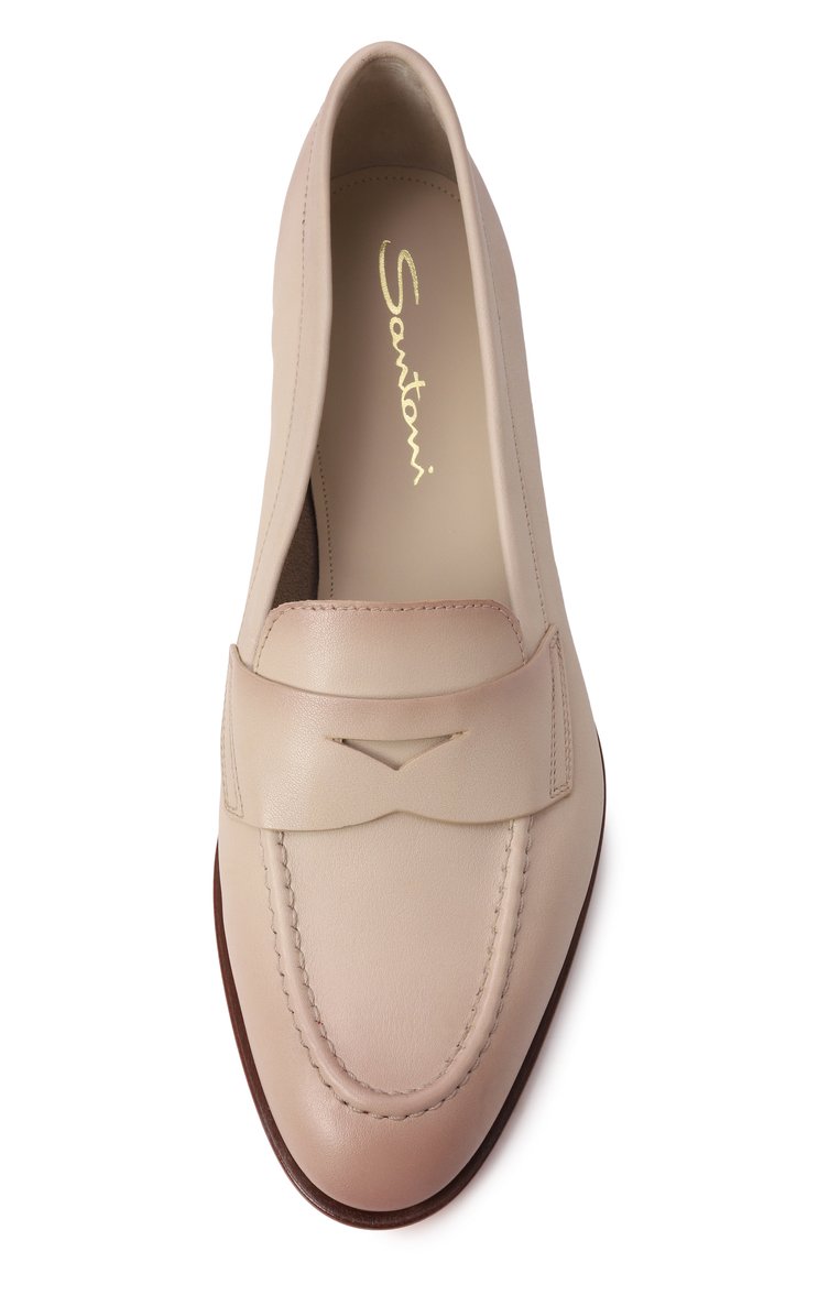 Женские кожаные пенни-лоферы SANTONI бежевого цвета, арт. WUSG59962HAFSLGA | Фото 6 (Материал внешний: Натуральная кожа; Материал внутренний: Натуральная кожа; Подошва: Плоская; Каблук высота: Низкий)