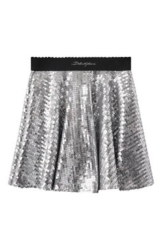 Детская юбка DOLCE & GABBANA серебряного цвета, арт. L55I44/FLSIW/8-14 | Фото 1 (Материал сплава: Проставлено; Нос: Не проставлено; Случай: Вечерний; Материал внешний: Синтетический материал; Ростовка одежда: 8 лет | 128 см, 13 - 15 лет | 158 см, 10 - 11 лет | 140 - 146см)