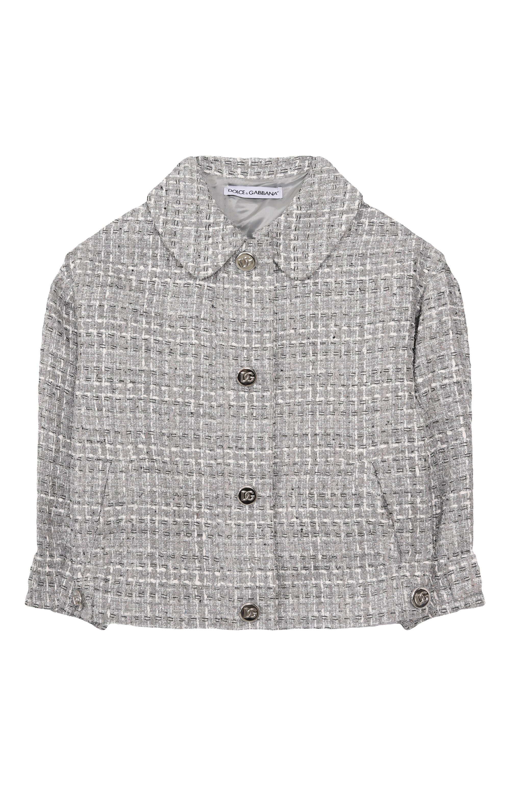Жакет DOLCE & GABBANA светло-серого цвета по цене 134000 руб., арт. L52B02/FQ0AB/2-6, фото 1 Жакет DOLCE & GABBANA, арт. L52B02/FQ0AB/2-6, фото 1