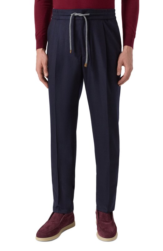 Шерстяные брюки Brunello Cucinelli M038PE1740 Синий  M038PE1740 Фото 3