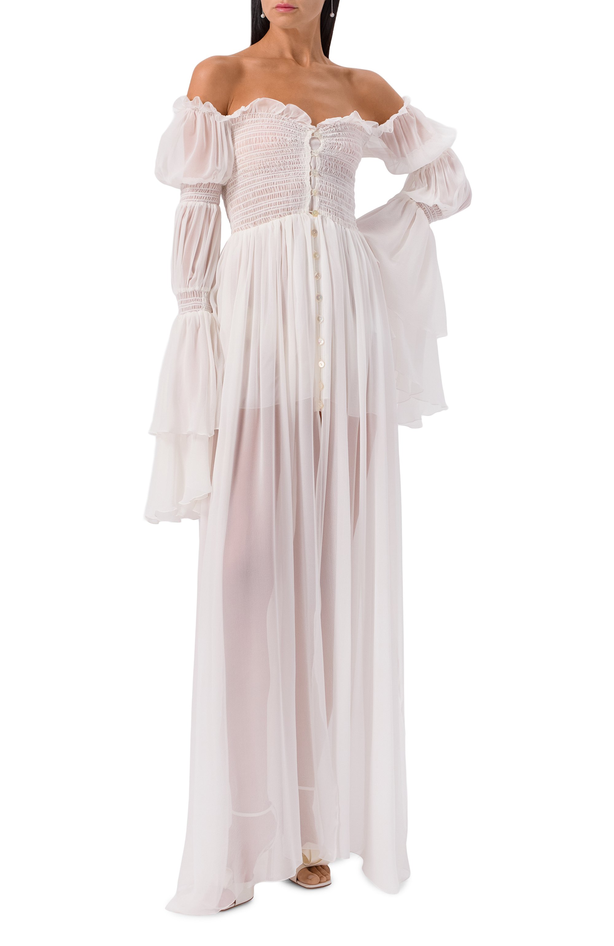 Шелковое платье BLUMARINE кремового цвета по цене 281500 руб., арт. 4A331A, фото 2 Шелковое платье BLUMARINE, арт. 4A331A, фото 2