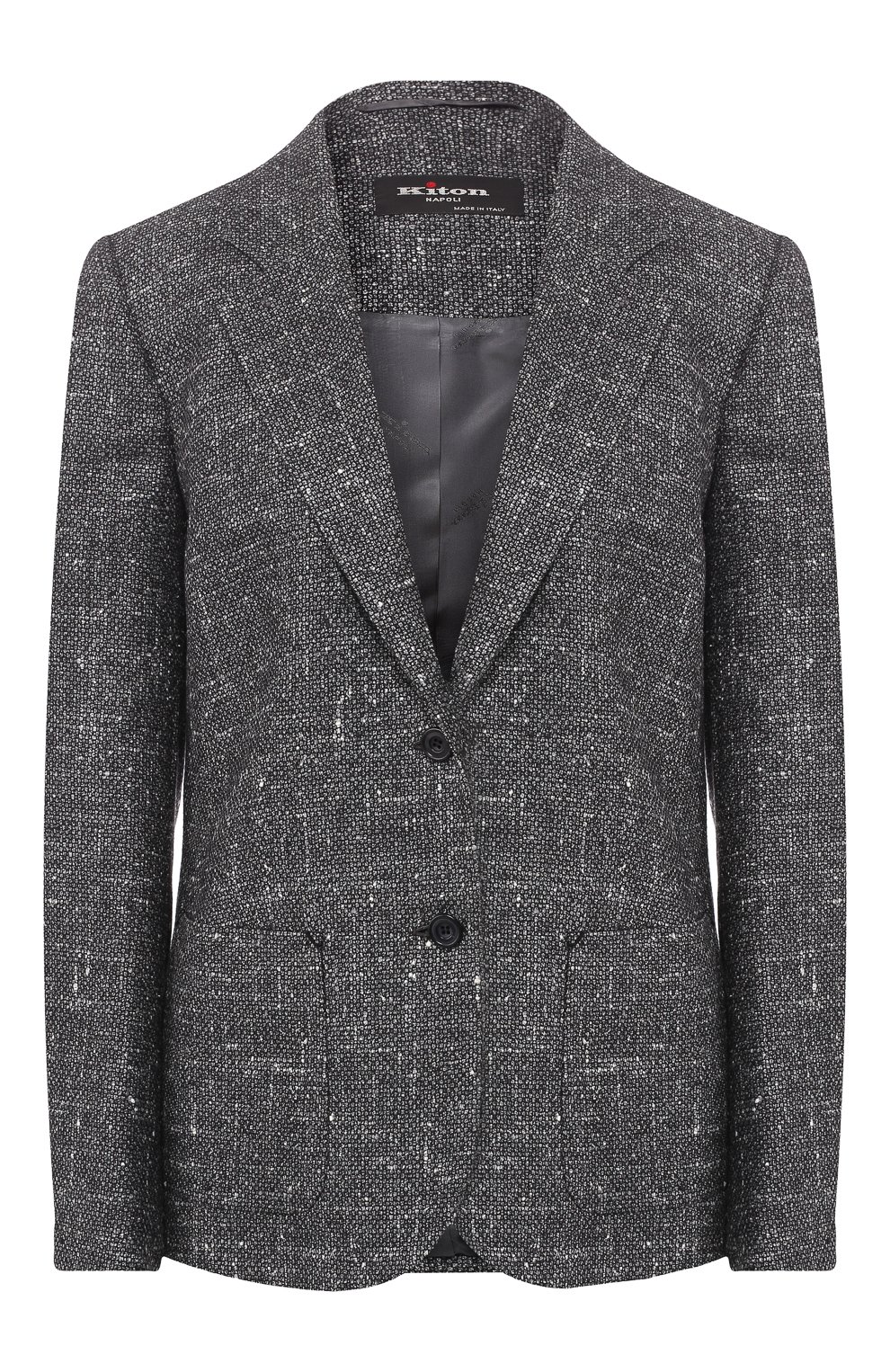 Жакет из смеси шелка и шерсти KITON темно-серого цвета по цене 414500 руб., арт. D46516K02R24, фото 1 Жакет из смеси шелка и шерсти KITON, арт. D46516K02R24, фото 1