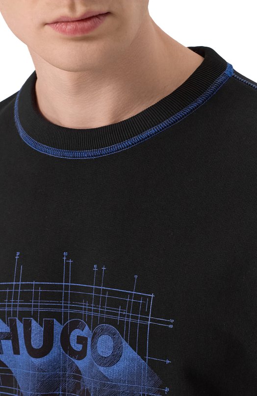 Хлопковый свитшот HUGO Blue 50553505 Чёрный  50553505 Фото 5