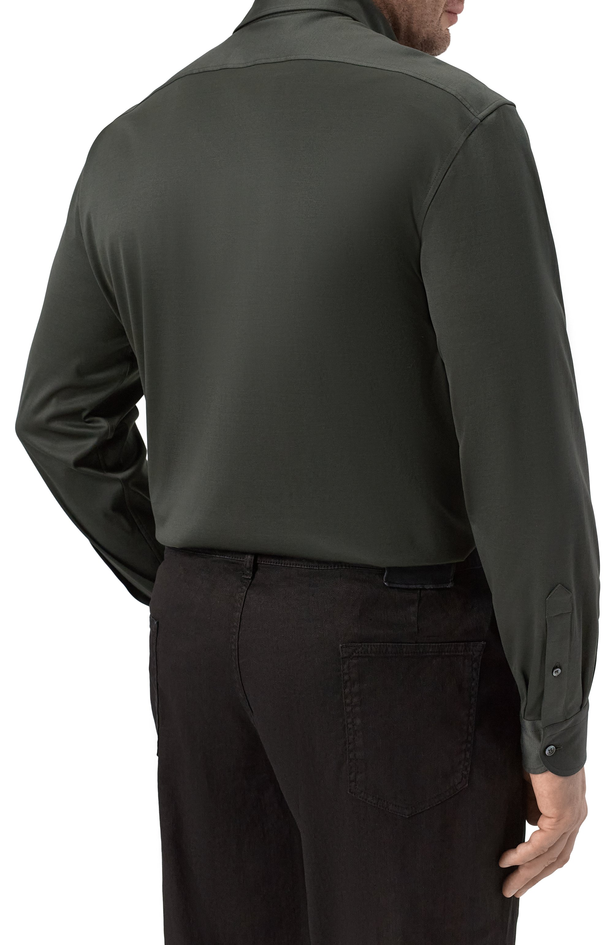 Хлопковая рубашка ZILLI темно-зеленого цвета по цене 131000 руб., арт. ZSSH20M0100V00000_001, фото 4 Хлопковая рубашка ZILLI, арт. ZSSH20M0100V00000_001, фото 4