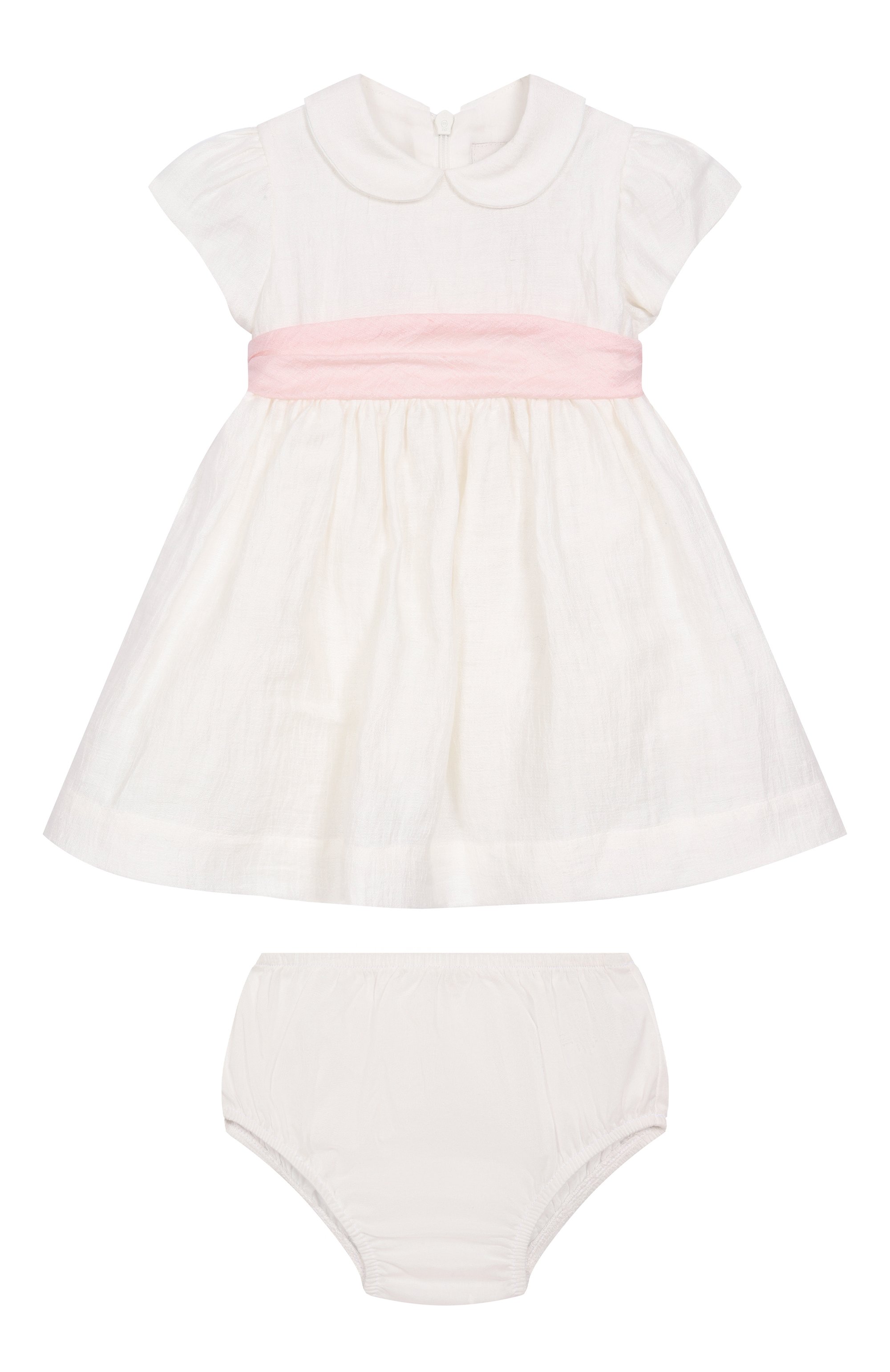 Льняное платье IL GUFO белого цвета по цене 41050 руб., арт. PATVM762L0014/12M-18M, фото 1 Льняное платье IL GUFO, арт. PATVM762L0014/12M-18M, фото 1