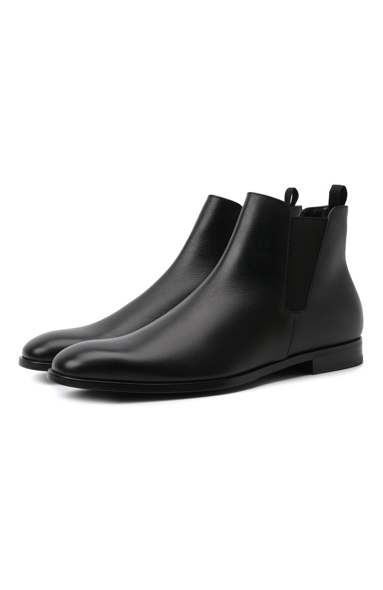 Мужские кожаные челси PRADA черного цвета, арт. 2TB043-053-F0002-X001 | Фото 1 (Материал сплава: Проставлено; Материал утеплителя: Без утеплителя; Подошва: Плоская; Драгоценные камни: Проставлено; Мужское Кросс-КТ: Сапоги-обувь, Челси-об�увь)