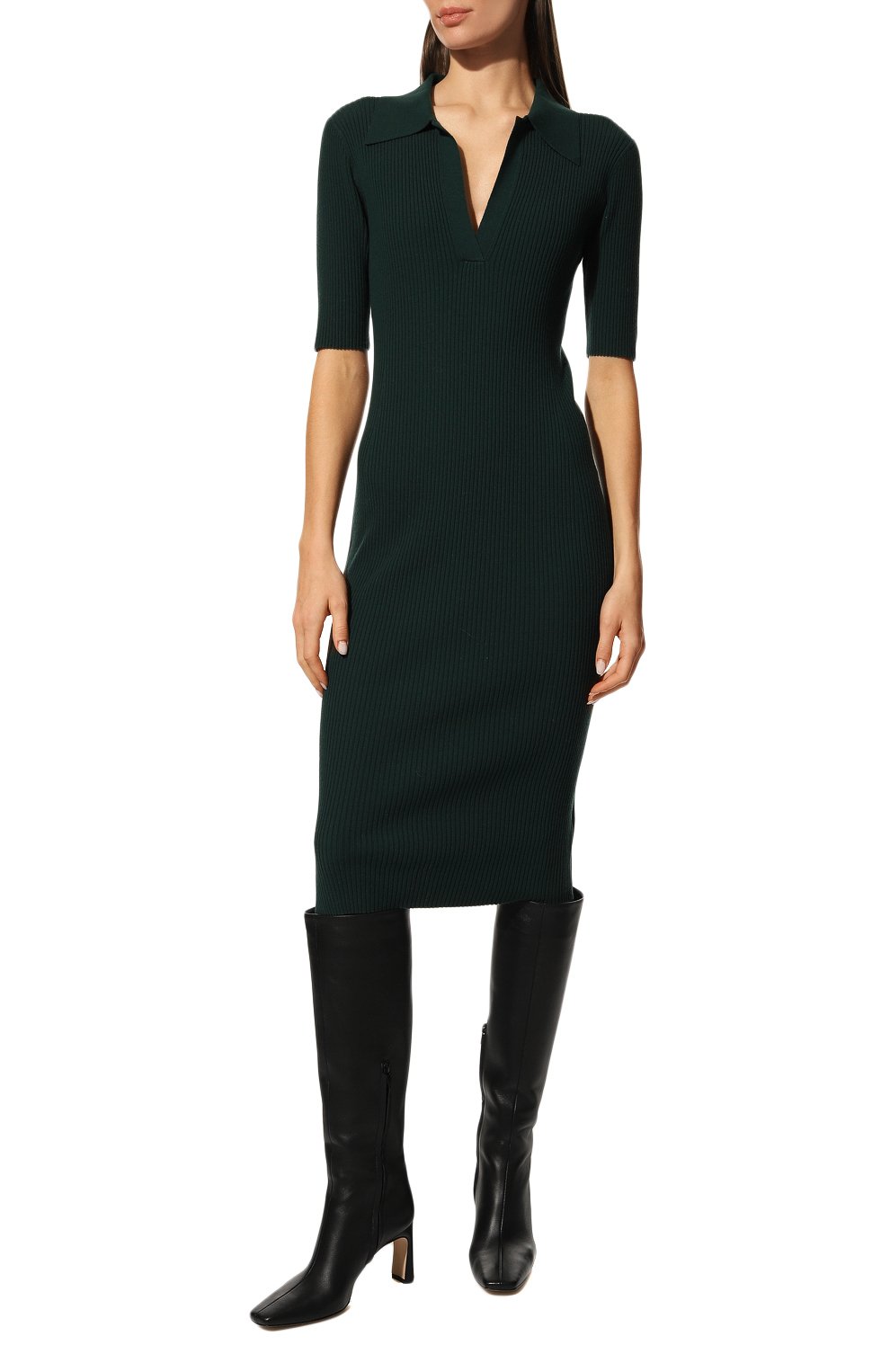 Шерстяное платье DRIES VAN NOTEN темно-зеленого цвета по цене 88400 руб., арт. 222-011262-5715, фото 3 Шерстяное платье DRIES VAN NOTEN, арт. 222-011262-5715, фото 3