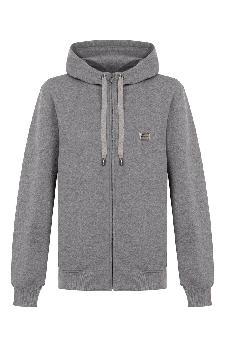 Мужской хлопковая толстовка DOLCE & GABBANA серого цвета, арт. G9BGDT/G7N7B | Фото 1 (Рукава: Длинные; Материал внешний: Хлопок; Длина (для топов): Стандартные; Мужское Кросс-КТ: Толстовка-одежда; Стили: Кэжуэл; Автоматизация состава: Проставлено; Автоматизация ТО: Проставлено; Размерность: Идёт в размер)