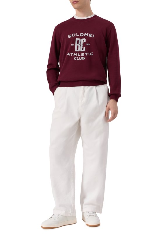 Хлопковый свитшот Brunello Cucinelli MW8633380G Бордовый  MW8633380G Фото 2