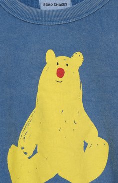 Детский хлопковый свитшот BOBO CHOSES тёмно-голубого цвета, арт. B125AC036 | Фото 3 (Материал внешний: Хлопок; Рукава: Длинные; Мальчики Кросс-КТ: Свитшот-одежда; Ростовка одежда: 5 лет | 110 см, 6 лет | 116 см, 9 лет | 134 см, 3 года | 98 см)