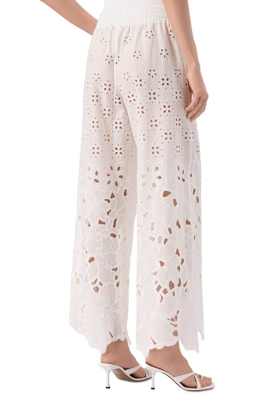 Хлопковые брюки Ermanno Scervino D484P603QYD Белый  D484P603QYD Фото 4