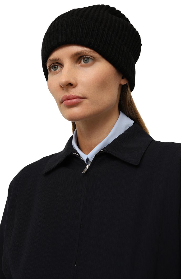 Женская шапка из шерсти и кашемира DOLCE & GABBANA черного цвета, арт. FXL68T/JFMU9 | Фото 2 (Нос: Не проставлено; Материал: Текстиль, Шерсть)