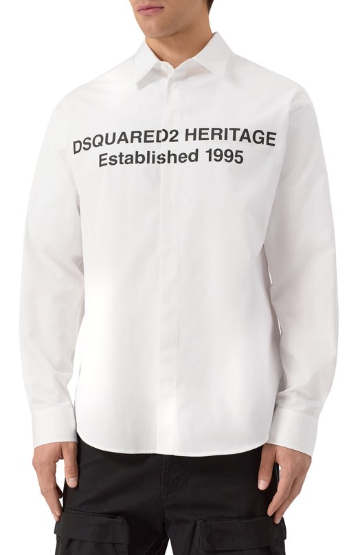 Хлопковая рубашка Dsquared2 S74DM0949/S36275 Белый  S74DM0949/S36275 Фото 3