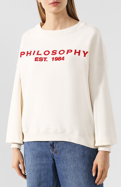 Хлопковый пуловер PHILOSOPHY DI LORENZO SERAFINI белого цвета по цене 25850 руб., арт. A1701/747, фото 3 Хлопковый пуловер PHILOSOPHY DI LORENZO SERAFINI, арт. A1701/747, фото 3