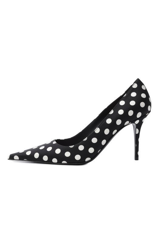 Текстильные туфли Barbara 90 Amina Muaddi BARBARA PUMP 90/SATIN Чёрно-белый  BARBARA PUMP 90/SATIN Фото 4