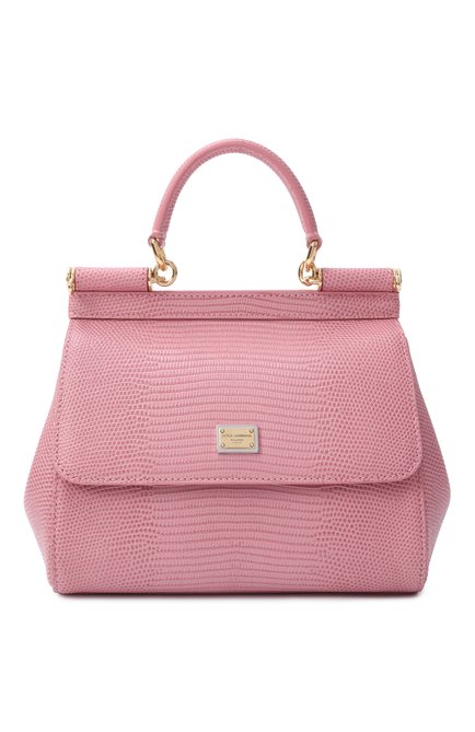 Женская сумка sicily small DOLCE & GABBANA розового цвета, арт. BB6003/A1095 | Фото 1 (Ремень/цепочка: На ремешке; Размер: small; Драгоценные камни: Проставлено; Материал: Натуральная кожа; Материал сплава: Проставлено)