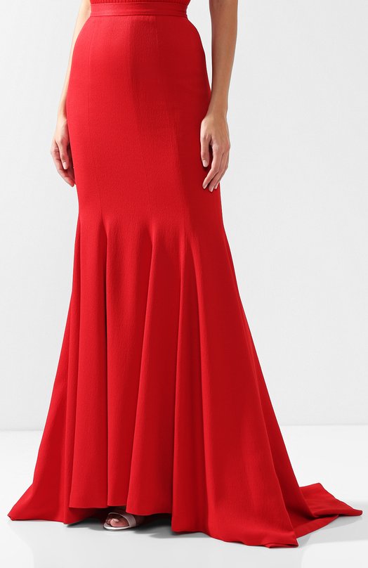 Однотонная юбка-макси на молнии Brandon Maxwell Красный, фото 3