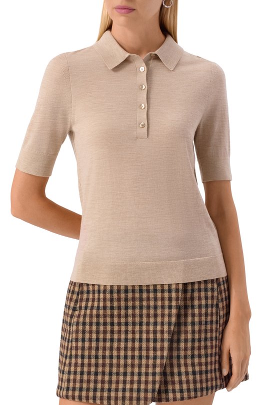 Шерстяное поло BOSS 50545015 Бежевый  50545015 Фото 3