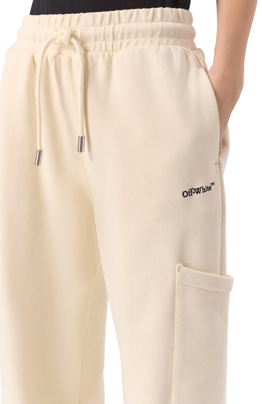 Хлопковые брюки Off-White 0WCH025S25FLE002 Кремовый  0WCH025S25FLE002 Фото 5