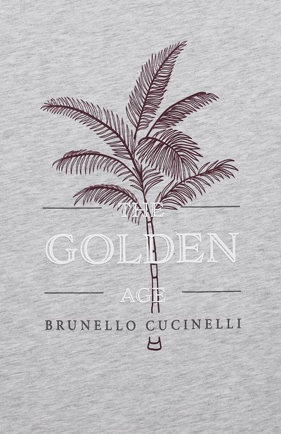Хлопковая футболка BRUNELLO CUCINELLI серого цвета по цене 20950 руб., арт. B0B13T149A, фото 3 Хлопковая футболка BRUNELLO CUCINELLI, арт. B0B13T149A, фото 3