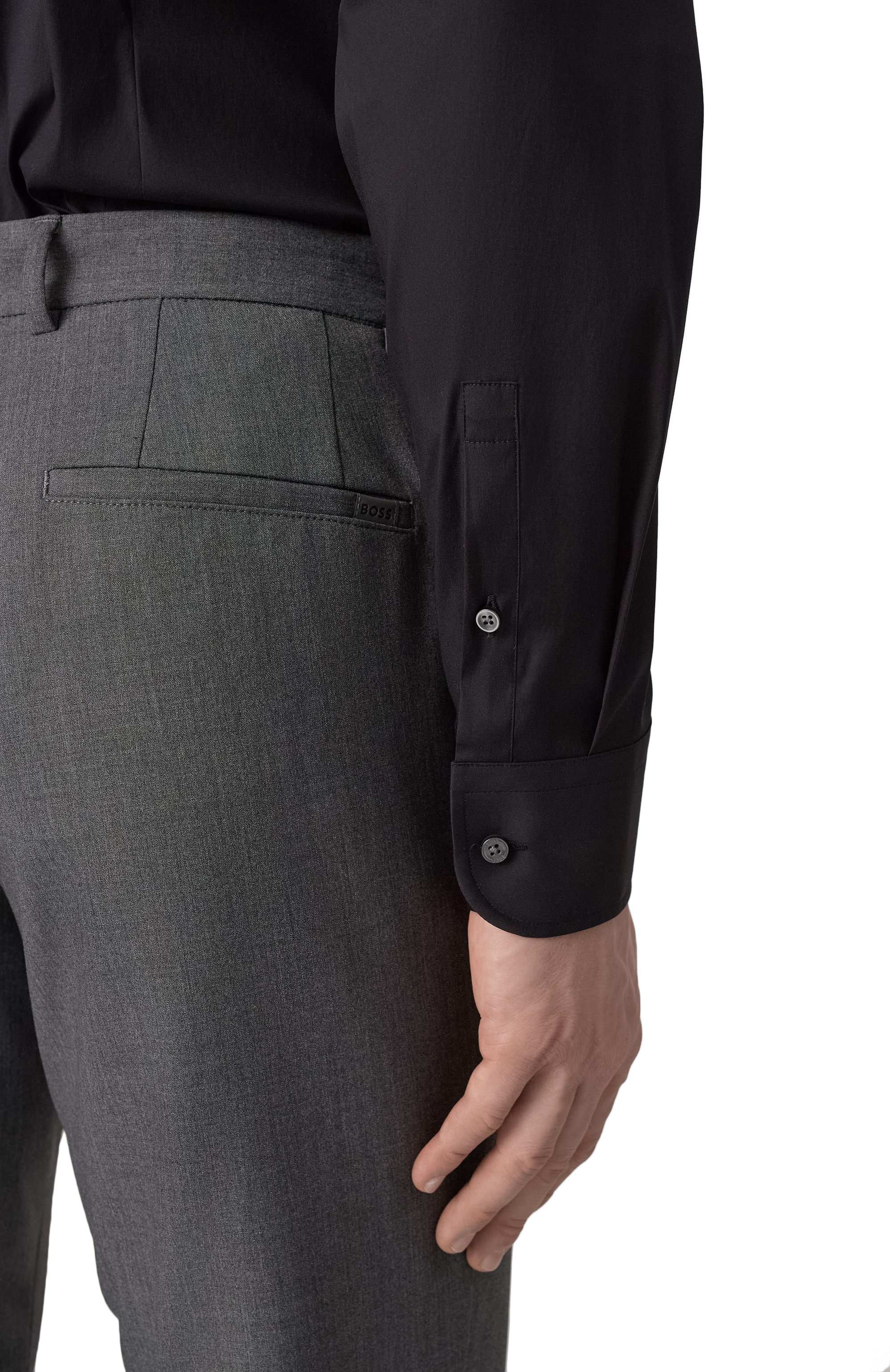 Хлопковая сорочка BOSS черного цвета по цене 17950 руб., арт. 50479915, фото 5 Хлопковая сорочка BOSS, арт. 50479915, фото 5