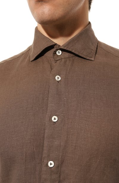 Льняная рубашка VAN LAACK темно-бежевого цвета по цене 24150 руб., арт. RIVARA-TFWK/150555, фото 5 Льняная рубашка VAN LAACK, арт. RIVARA-TFWK/150555, фото 5