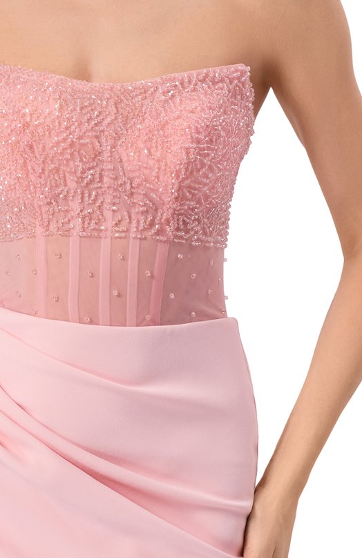 Платье с отделкой бисером Sasha Kim SK-00001847 Розовый  SK-00001847 Фото 4