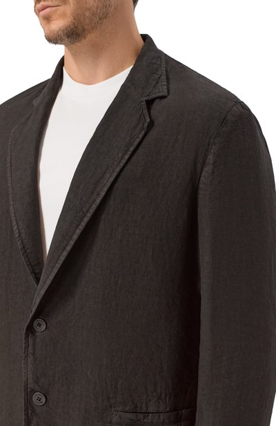 Льняной пиджак INLINUM темно-серого цвета по цене 66200 руб., арт. JAC0B/TR0PEA, фото 5 Льняной пиджак INLINUM, арт. JAC0B/TR0PEA, фото 5