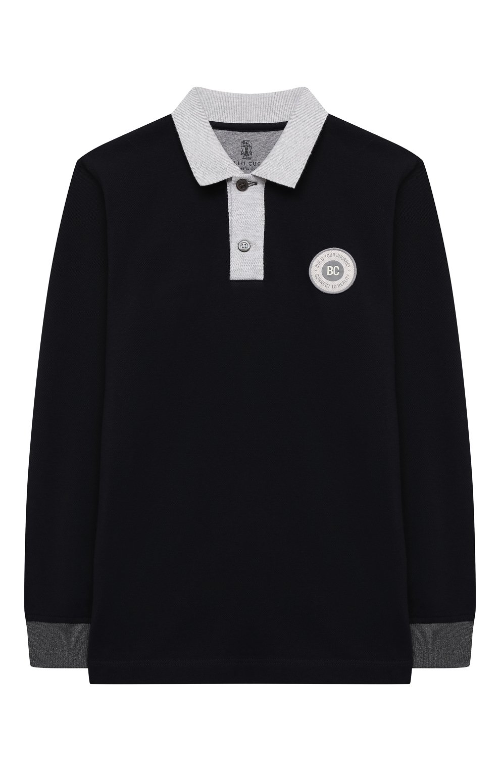 Хлопковое поло BRUNELLO CUCINELLI темно-синего цвета по цене 39500 руб., арт. B0021T322B, фото 1 Хлопковое поло BRUNELLO CUCINELLI, арт. B0021T322B, фото 1