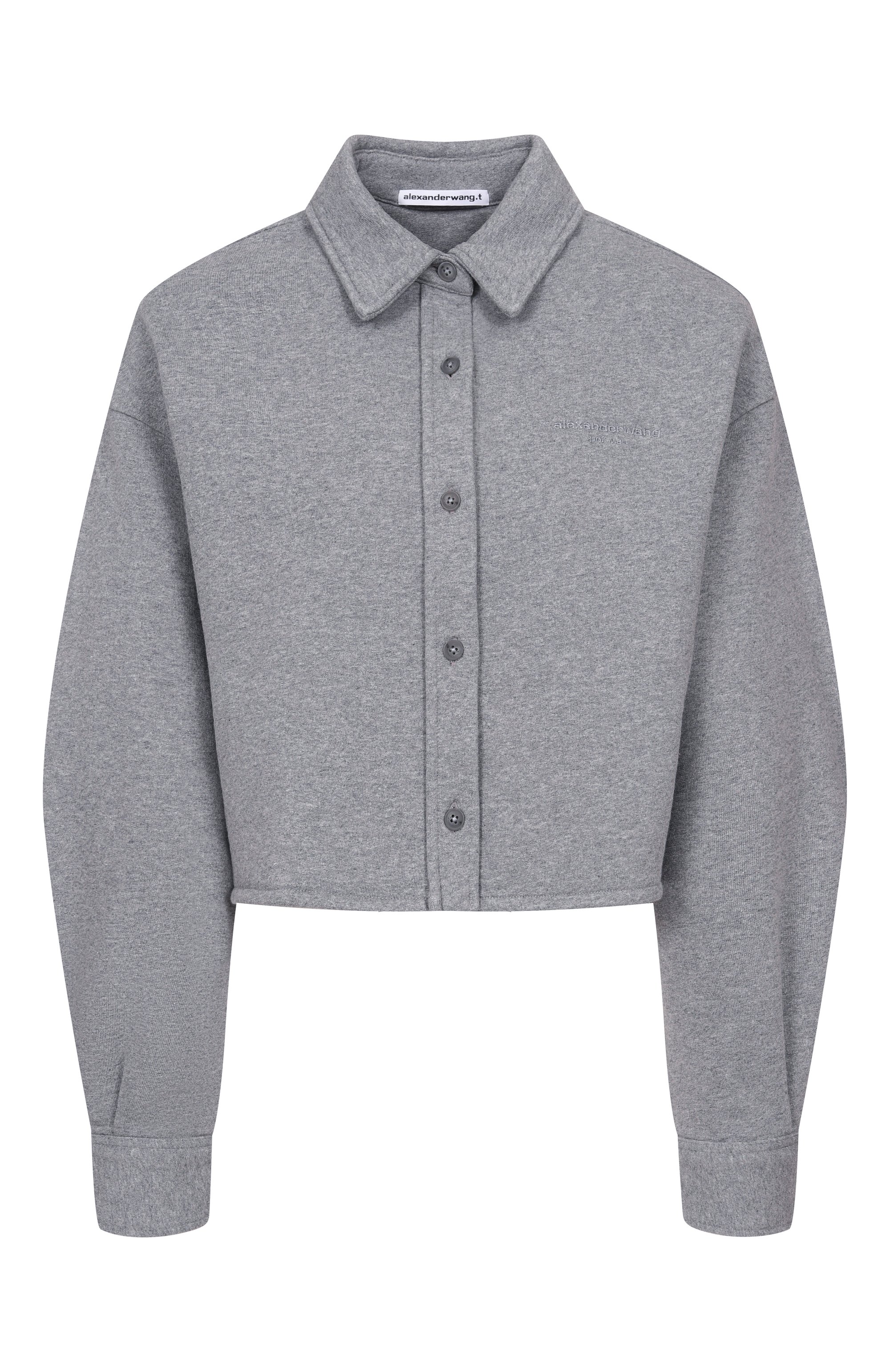 Хлопковая рубашка ALEXANDERWANG.T серого цвета по цене 67800 руб., арт. 4CC1261218, фото 1 Хлопковая рубашка ALEXANDERWANG.T, арт. 4CC1261218, фото 1