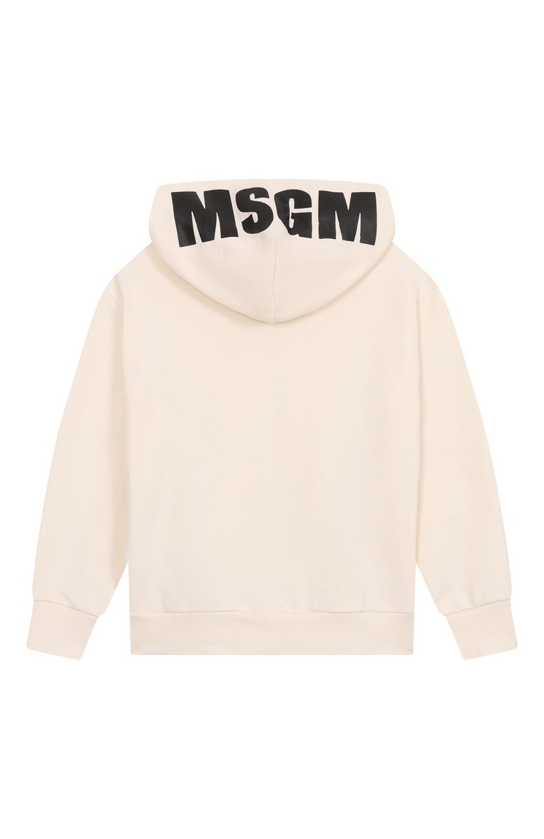 Детский хлопковая толстовка MSGM KIDS кремового цвета, арт. S5MSJUZH058 | Фото 2 (Материал внешний: Хлопок; Рукава: Длинные; Мальчики Кросс-КТ: Толстовка-одежда, Толстовка-спорт; Автоматизация состава: Проставлено; Автоматизация ТО: Проставлено; Ростовка одежда: 10 - 11 лет | 140 - 146см, 16 лет | 164 см, 6 лет | 116 см, 8 лет | 128 см, 12 лет | 152 см)